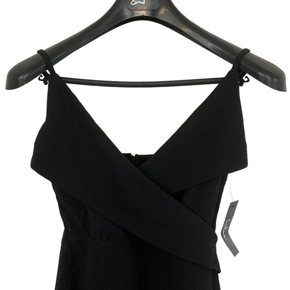 Lulu's Women's Black Dress with Front Crossing Collar - Picture 5 of 10